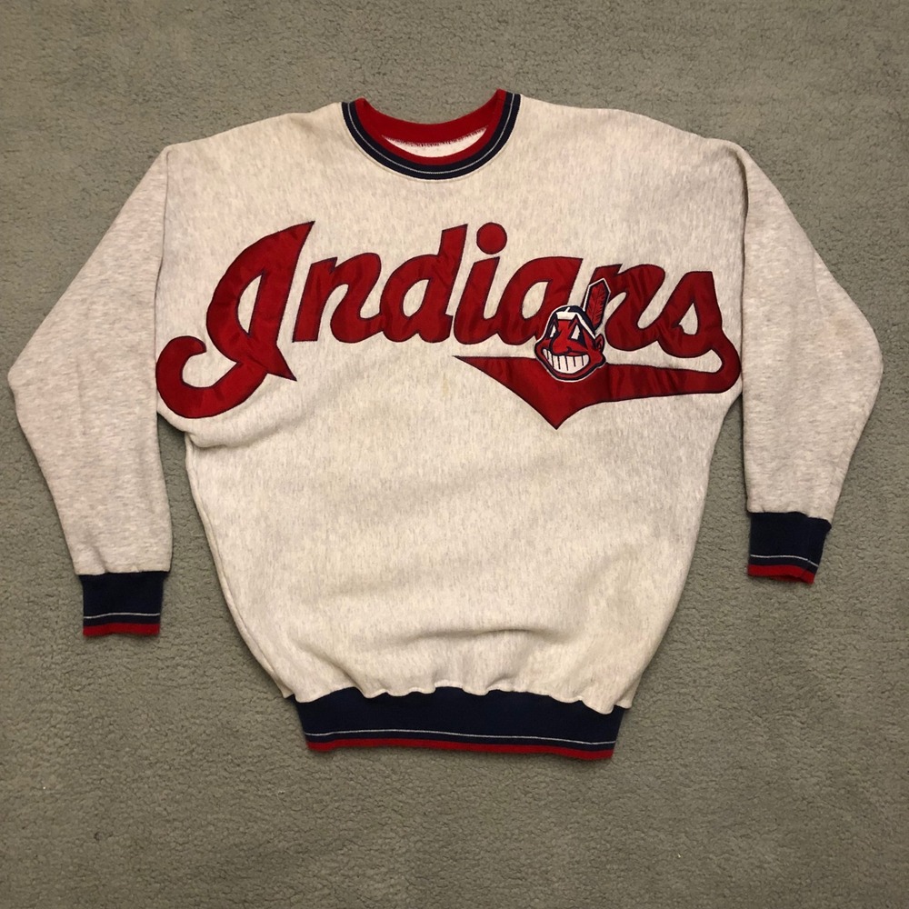 Vtg Cleveland Indians Spellout Sweatshirt Gray 90s MLB Chief Wahoo L
XL Grail